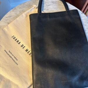 Juana de Mexico black leather tote Bag